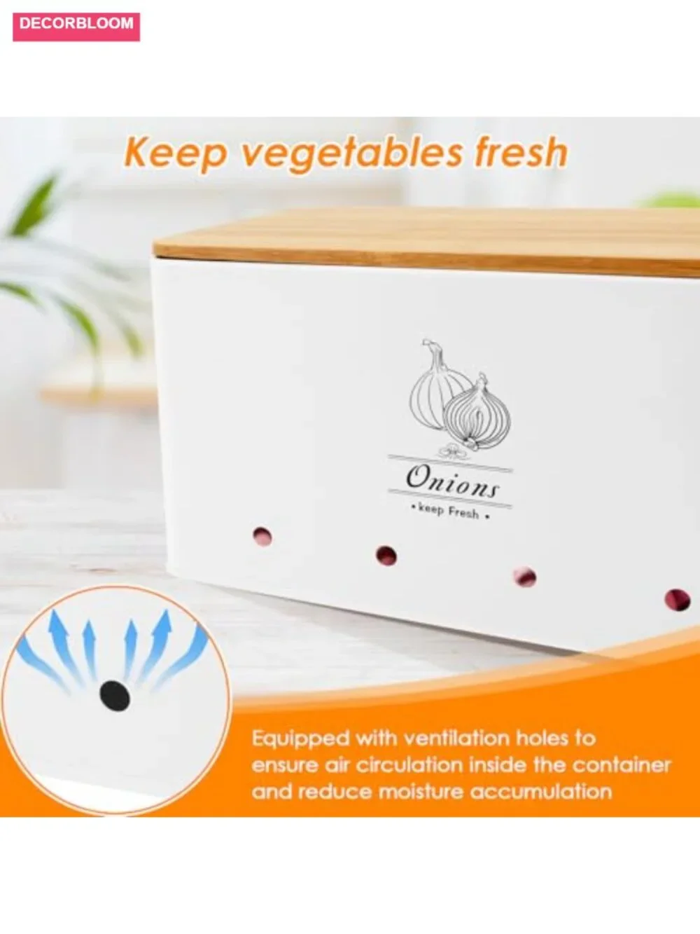5 Piece Kitchen Food Storage Set Potato Onion Garlic Bins with Peeler and Cutter